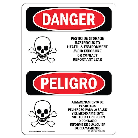 Signmission OSHA Sign, 5" H, 3.5" W, Pesticide Storage Hazardous Spanish, DS-D-35-VS-1526-10PK OS-DS-D-35-VS-1526-10PK